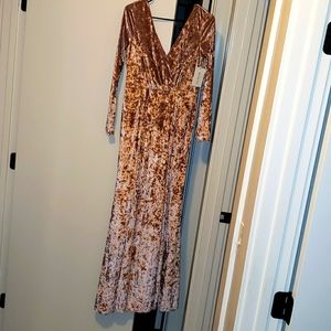 3/4 sleeve long pink dress